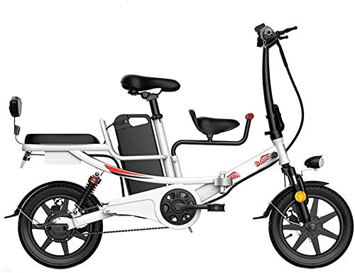 Electric Bike : Electric Snow Bike, Adult Electric Bicycles Folding Electric Bike 14 Inch Lithium Battery E Bike 48v 400w High Carbon Steel E Bicycle Energy Saving All-terrain City Road Electric Bike with Baby Seat L