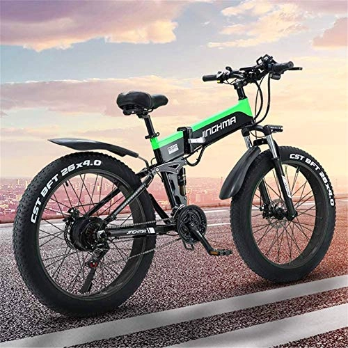 Electric Bike : Electric Snow Bike, Adult Folding Electric Bicycle, 26 Inch Mountain Bike Snow Bike, 13AH Lithium Battery / 48V500W Motor, 4.0 Fat Tire / LED Headlight and Usb Mobile Phone Charging Lithium Battery Beach