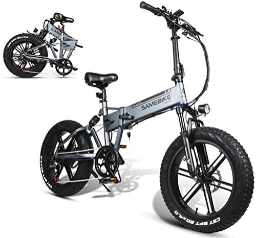 Electric Bike : Electric Snow Bike, Electric Bicycle 20-Inch Folding Electric Mountain Bike 500W Motor 48V 10AH Lithium Battery, Top Speed: 35Km / H, Pure Electric Battery Life 35-45Km Lithium Battery Beach Cruiser for