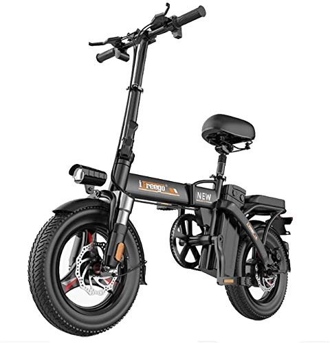 Electric Bike : Electric Snow Bike, Electric Bike, Folding Electric Bike for Adults 8-36Ah 280W 48V Max Speed 25 Km / H with LCD Display 14 Inch E-Bikes for Men Women Ladies Lithium Battery Beach Cruiser for Adults