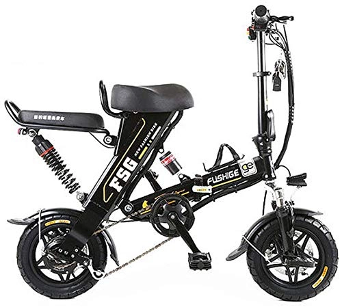 Electric Bike : Electric Snow Bike, Electric Bikes for Adults, 12 Inch Tire Folding Electric Bicycle with 8 / 10 / 12.5AH Lithium Battery, Stylish Ebike with Unique Design, 3 Work Modes, Max Speed Is 25Km / H Lithium Batte