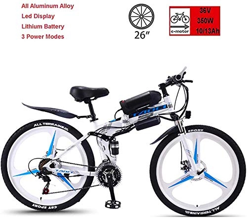 Electric Bike : Electric Snow Bike, Electric Folding Bicycle, 36V350W Super Powerful Motor, 50-90Km Endurance, Charging Time 3-5 Hours, 26-Inch 21-Speed Mountain Bike, Suitable for Men and Women to Ride on All Terrai
