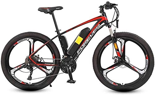 Electric Bike : Electric Snow Bike, Electric Mountain Bike 26 In with 250W 36V Lithium Battery with 27 Speed Variable Speed System with Double Hydraulic Shock Absorption Electric Bicycle Load 75kg Black Red Lithium B