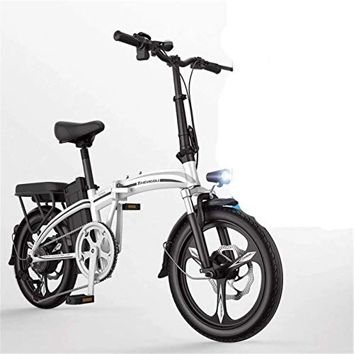 Electric Bike : Electric Snow Bike, Fast Electric Bikes for Adults Lightweight and Aluminum Folding E-Bike with Pedals Power Assist and 48V Lithium Ion Battery Electric Bike with 14 inch Wheels and 400W Hub Motor Lit