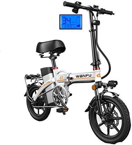 Electric Bike : Electric Snow Bike, Fast Electric Bikes for Adults Lightweight Foldable Compact EBike for Commuting & Leisure - 14 Inch Wheels, Rear Suspension, Pedal Assist Unisex Bicycle, 350W / 48V Lithium Battery B