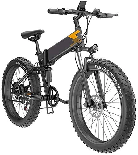 Electric Bike : Electric Snow Bike, Folding Electric Bike for Adults E-Bike 26-Inch Tires Mountain Electric Bike, Foldable Bicycle Adjustable Height Portable with LED Front Light, 400W Watt Motor 7 Speeds Shift Elect