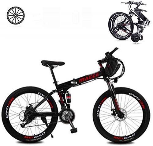Electric Bike : Electric Snow Bike, Folding Electric Bikes for Adults 26 In with 36V Removable Large Capacity 8Ah Lithium-Ion Battery Mountain E-Bike 21 Speed Lightweight Bicycle for Unisex Lithium Battery Beach Crui