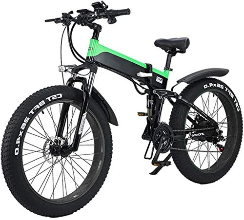 Electric Bike : Electric Snow Bike, Folding Electric Mountain City Bike, LED Display Electric Bicycle Commute Ebike 500W 48V 10Ah Motor, 120Kg Max Load, Portable Easy to Store Lithium Battery Beach Cruiser for Adults