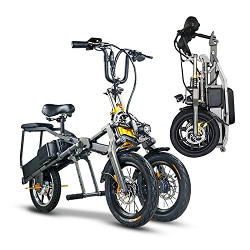 Electric Bike : Electric Tricycle Adults Trike, Best Folding Electric Bike 48V for Men, 3-Speed Adjustment Hydraulic Brake Shock Absorption, for Adults Outdoor Travel, Elderly, Commuting, A, 7.8AH