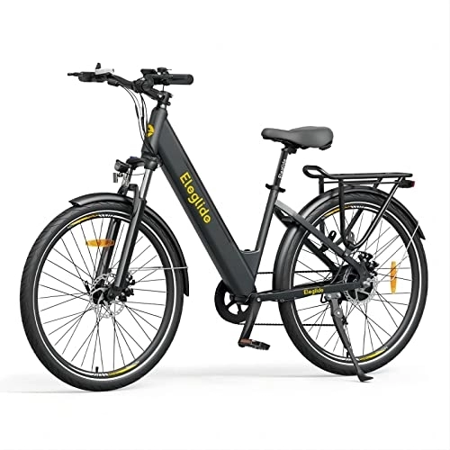 Electric Bike : Eleglide Electric Bike, T1 Step-Thru City E Bike, 27.5" Electric Bicycle Commute Trekking Bike with 36V 12.5Ah Battery, LCD Display, Shimano 7 Gears E Mountainbike for Adults (Grey)