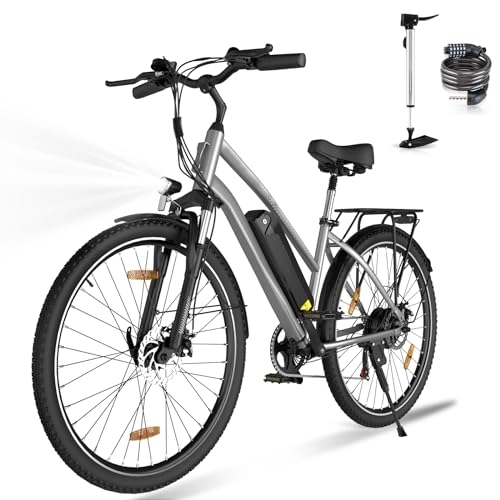 Electric Bike : ELEKGO 28”Electric Bikes, 250W Motor, 7-Speed Gear, 36V 15Ah Removable Battery, commuter city ebike, Range up to 45-100KM, for Adult