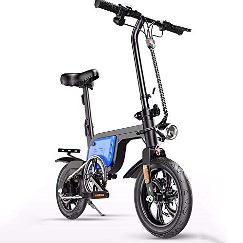 Electric Bike : Embid Folding Electric Bicycle, Portable Adult Travel Battery Bicycle 36V 400W Max Speed Of 25 Km / H IPX5 Waterproof Load 120KG 3 Speed Adjustable Blue-8Ah