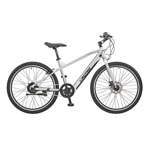 Electric Bike : ENERJ 26” Electric Bikes for Adults, Alloy e-bike with inbuilt battery design, Alloy 3 Finger Levers, Ergonomic high density MTB saddle (Silver Color)