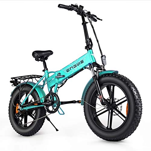 Electric Bike : ENGWE 500W 20 inch Fat Tire Electric Bicycle Mountain Beach Snow Bike for Adults, Aluminum Electric Scooter 7 Speed Gear eBike with Removable 48V12.5A Lithium Battery (Green)