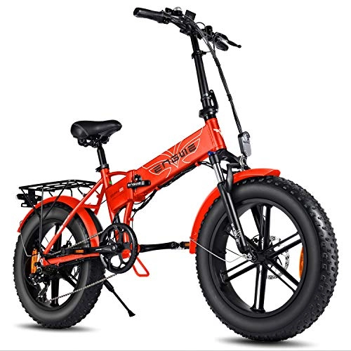 Electric Bike : ENGWE 500W 20 inch Fat Tire Electric Bicycle Mountain Beach Snow Bike for Adults, Aluminum Electric Scooter 7 Speed Gear eBike with Removable 48V12.5A Lithium Battery (Red)