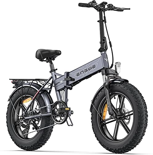Electric Bike : ENGWE Electric Bike Folding E-bike, 20"×4.0" Fat Tire, 7-Speed Electric Bicycle, 48V 13Ah Removable Battery Range 50KM-120KM, E-bike for All Terrain & MTB & Beach & Snow