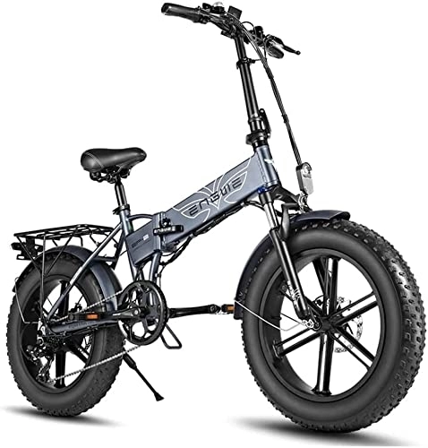 Electric Bike : ENGWE EP-2 PRO Folding Electric Bike for Adults 20" 4.0 Fat Tire Mountain Beach Snow Bicycles Aluminum Electric Scooter 7 Speed Gear E-Bike with Detachable Lithium Battery 48V13A for Men Women