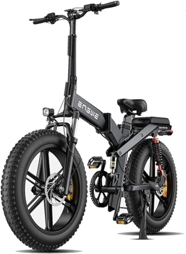 Electric Bike : ENGWE X20 Folding Electric Bike for Adults - Battery 22.2 Ah Long Range 150 km, 20 Inch × 4.0 Fat Tire All Terrain E-Bike, Shimano 8 Gear, Triple Suspension