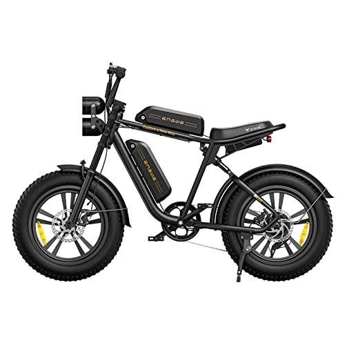 Electric Bike : ENGWEBIKE Electric Bikes for Adults - 4.0 * 20" Fat Tire Offroad Cruiser Ebike 150 KM Long Range for 48V 13A Dual Battery