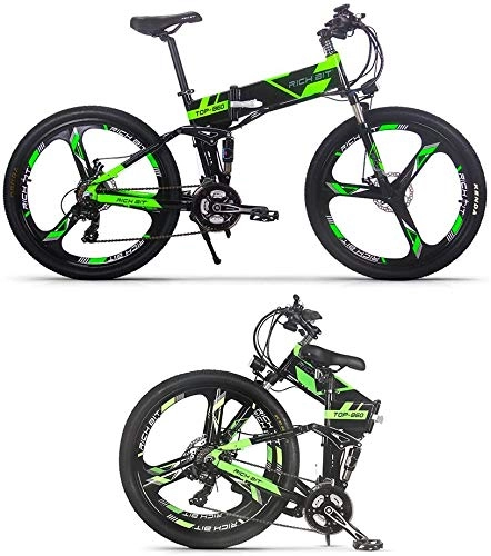 Electric Bike : ENLEE RICH-860 Electric Mountain Bike 36V 12.8AH lithium battery with 250W Geared Hub Motor (Black-Green)