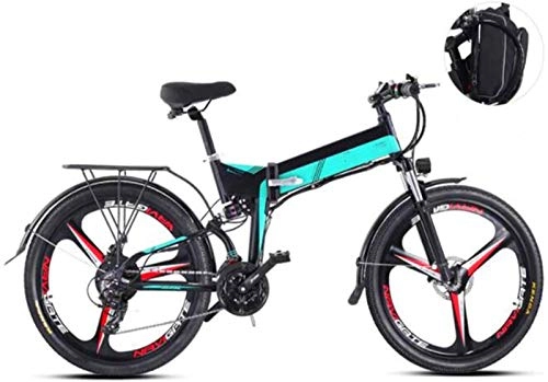 Electric Bike : Erik Xian Electric Bike Electric Mountain Bike 26 Inch Electric Bikes, 48V 10.4Ah Mountain Boost Bicycle Adult Men Women Bike for the jungle trails, the snow, the beach, the hi (Color : Green)