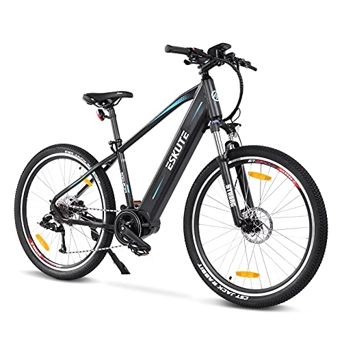 Electric Bike : ESKUTE Electric Mountain Bike 27.5”E-MTB Bicycle 250w Bafang Mid-drive Motor Removable Lithium-ion Battery Samsung 36V 15A for Men Adults 9 Speed Gear Hydraulic Discs Brakes