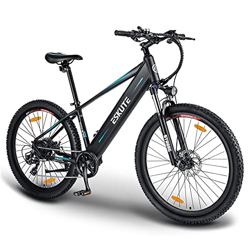 Electric Bike : ESKUTE Electric Mountain Bike 27.5”E-MTB Bicycle 250W with Removable Lithium-ion Battery 36V 12.5A for Men Adults, Shimano 7 Speed Transmission Gears Double Disc Brakes