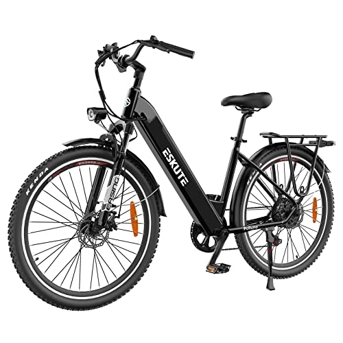 Electric Bike : ESKUTE Polluno Plus 28" Electric Bike, 250W Bafang Motor, 36V 20Ah Internal Lithium Battery, Up to 74 Miles, Shimano 7 Gear, Maximum Speed 15.5mph, Electric City Bikes for Adults