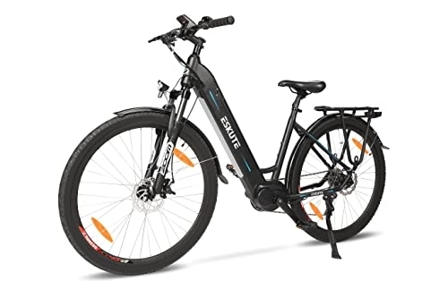 Electric Bike : ESKUTE Polluno Pro Electric City Bike 28”Electric Bicycle E-bike Bafang Mid-drive Motor 250W with Removable Li-Ion Battery SAMSUNG Cell 36V 14.5Ah for Adults, 9 Speed Gear Hydraulic Discs Brakes