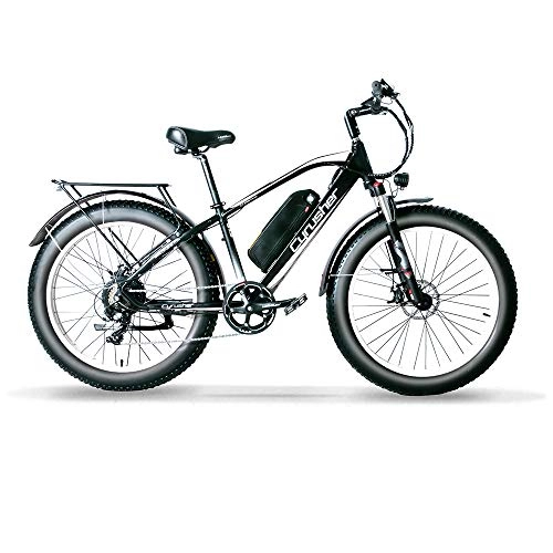 Electric Bike : Excy 26 Inch Wheel All Terrain Fat Electric Bicycle Aluminum Bike 48V 13AH Lithium Battery Snow Bike 7-Speed Oil Cable Brake XF650 (WHITE)