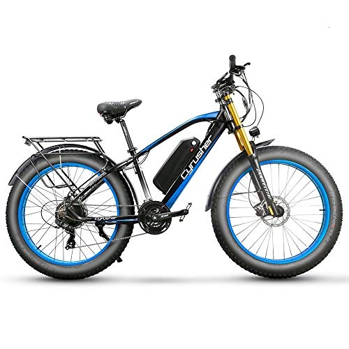 Electric Bike : Extrbici 26 Inch Wheel All Terrain Fat Electric Bicycle Aluminum Bike 48V 17AH Lithium Battery Snow Bike 21 Speed Hydraulic disc brake (XF650 750W 17A 21S BLUE)