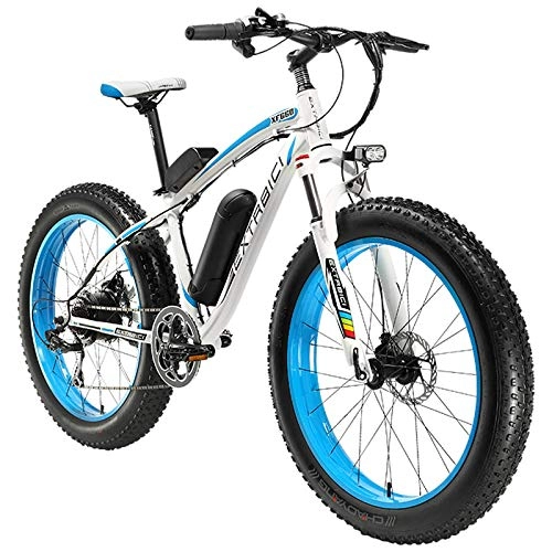 Electric Bike : Extrbici 48V 500W / 1000W Fat Wheel Electric Bicycle Suitable For Mountain Snow Highway And Other Road Conditions (blue uk 500w)
