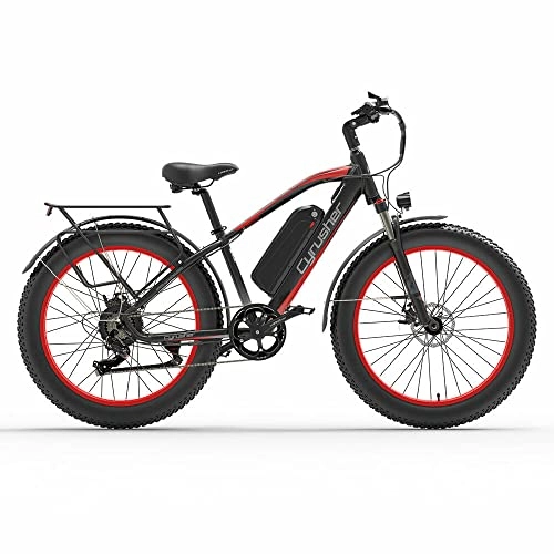 Electric Bike : Extrbici Electric Bike Battery 48V 26 Inch Fat Tire Adult Electric Mountain Bike XF650 (red)