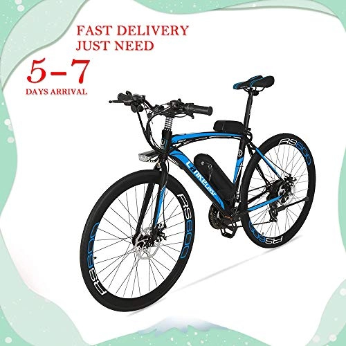 Electric Bike : Extrbici Electric City Bike Rs600 Mans Electric Road Bike 700c50cm Strong Carbon Steel Frame 240W 36V 15AH Lithium Battery with Key Start Shimano 21 Speeds Dual Disc Brakes