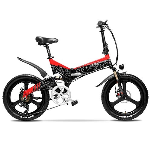 Electric Bike : Extrbici G650 Electric Bike Ebike Mens Mountain Bicycle 7 Speed 48V 500W Brushless Motor 10.4AH / 12.8AH Li-Battery Bike Pedals Full Suspension and Disc Brakes (Red 10.4A)