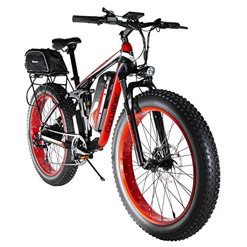 Electric Bike : Extrbici Upgraded Electric Mountain Bike 750W / 1500W Upto 35mph 26inch Fat Tire e-Bike Beach / Mountain Bikes Full Suspension Lithium Battery Hydraulic Disc Brakes XF800