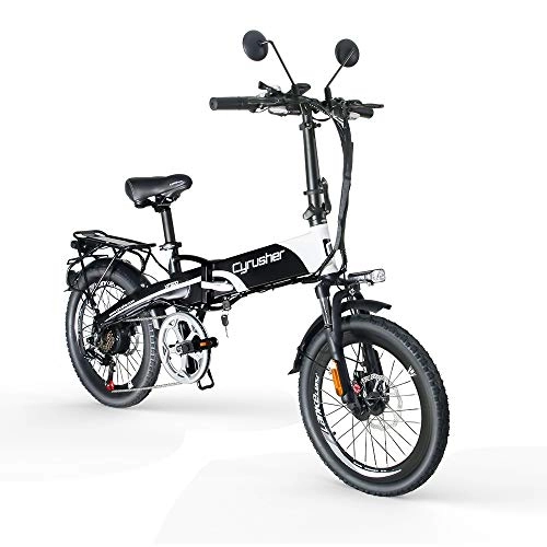 Electric Bike : Extrbici XF500 Electric Folding Bike 400W 48V 10A Li-Battery 20 Inch Tire 50CM Aluminum Alloy Frame 7 Speed Shimano Shift Gears 5 Setting Smart Computer Double Disc Brakes with Rear Rack for Commuting