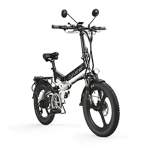 Electric Bike : Extrbici XF590 Folding Electric Bike 500W 48V 10A Li-Battery 20 Inch Tire with Detachable Internal Battery with Front and Rear Light with Seat Frame