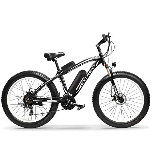 Electric Bike : Extrbici XF660 500W 48V 10.4AH Electric Bike 26'x4.0 Fat Bike Cruiser 7 Speeds Shimano Derailluer Snow Beach Mountain eBike Bicycle Dual Hydraulic Power Off Disc Brakes (black and white)