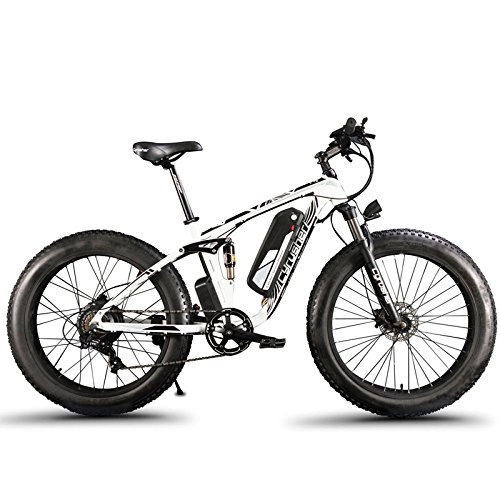Electric Bike : Extrbici XF800 1000w 48v 13ah Electric Mountain Bike Full Suspension (White)