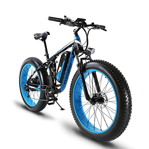 Electric Bike : Extrbici XF800 1000W 48V13AH Electric Mountain Bike Full Suspension (Blue)