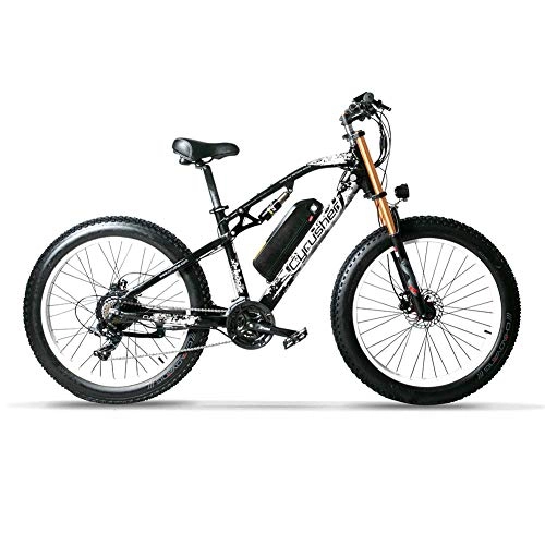Electric Bike : Extrbici xf900 electric mountain bike 24-speed gears 66 x 43.2 cm aluminium frame mountain bike 250 W 36 V brushless hub motor(White)
