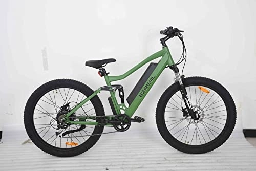 Electric Bike : EZREAL 250w All Terrain Pedal Assist Bicycle – LCD Monster Electric Bicycle Mountain Bike for Daily Commuters & Forest Riders - 12.5Ah 48v Rare Army Green E-Bicycle Electric Bike – 27.5 * 3.0 Tyres