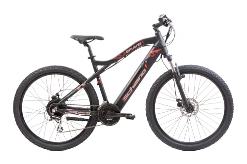 Electric Bike : F.lli Schiano Braver 27.5" E-Bike, Electric Mountain Bike with 250W Motor and removable 36V 11.6Ah Lithium Battery, with Shimano 24 Speeds, LCD Display, Red