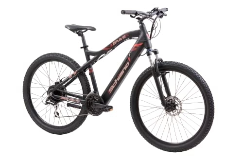 Electric Bike : F.lli Schiano Braver 27.5 inch electric bike, mountain bike for adults, road bicycle men women ladies, bikes for adult, e-bike with accessories, 36v battery, suspension, 250W motor, charger
