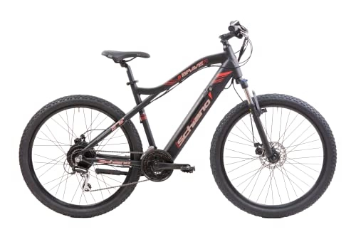 Electric Bike : F.lli Schiano Braver 27", Electric Mountain Bike for Adults 250W, with 24 Speed Gears, in Black-red