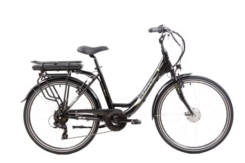 Electric Bike : F.lli Schiano E-Moon 26", Women's Electric City Bicycle with 250W Motor and removable 36V 13Ah Lithium Battery, Shimano 7 Speeds E-Bike, LED Display, Black