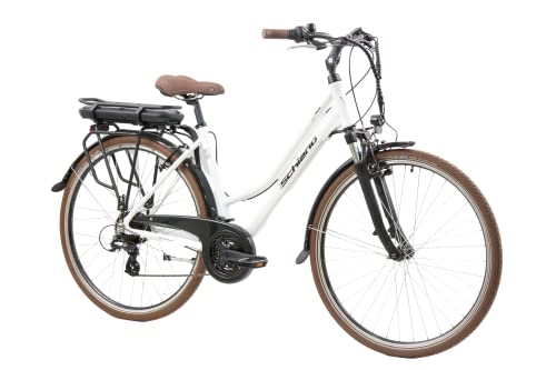 Electric Bike : F.lli Schiano E-Ride 28", Electric City Bicycles 250W for Women, with 21 Speed Gears in White