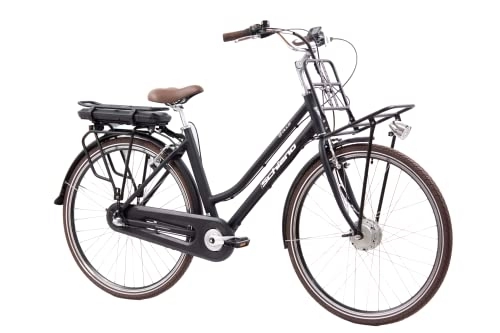 Electric Bike : F.lli Schiano E-Ville 28 inch electric bike , city bicycle for Adults , bikes for adult Men / Ladies / Women , e-bike with electric motor , 36V battery on the rear rack , Nexus 3, accessories - lights