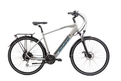 Electric Bike : F.lli Schiano E-Wave 28" E-Bike, Electric City Bicycles with 250W Motor and removable 36V 11.6Ah Lithium Battery, with Shimano 24 Speeds, for Men in Silver, LCD Display